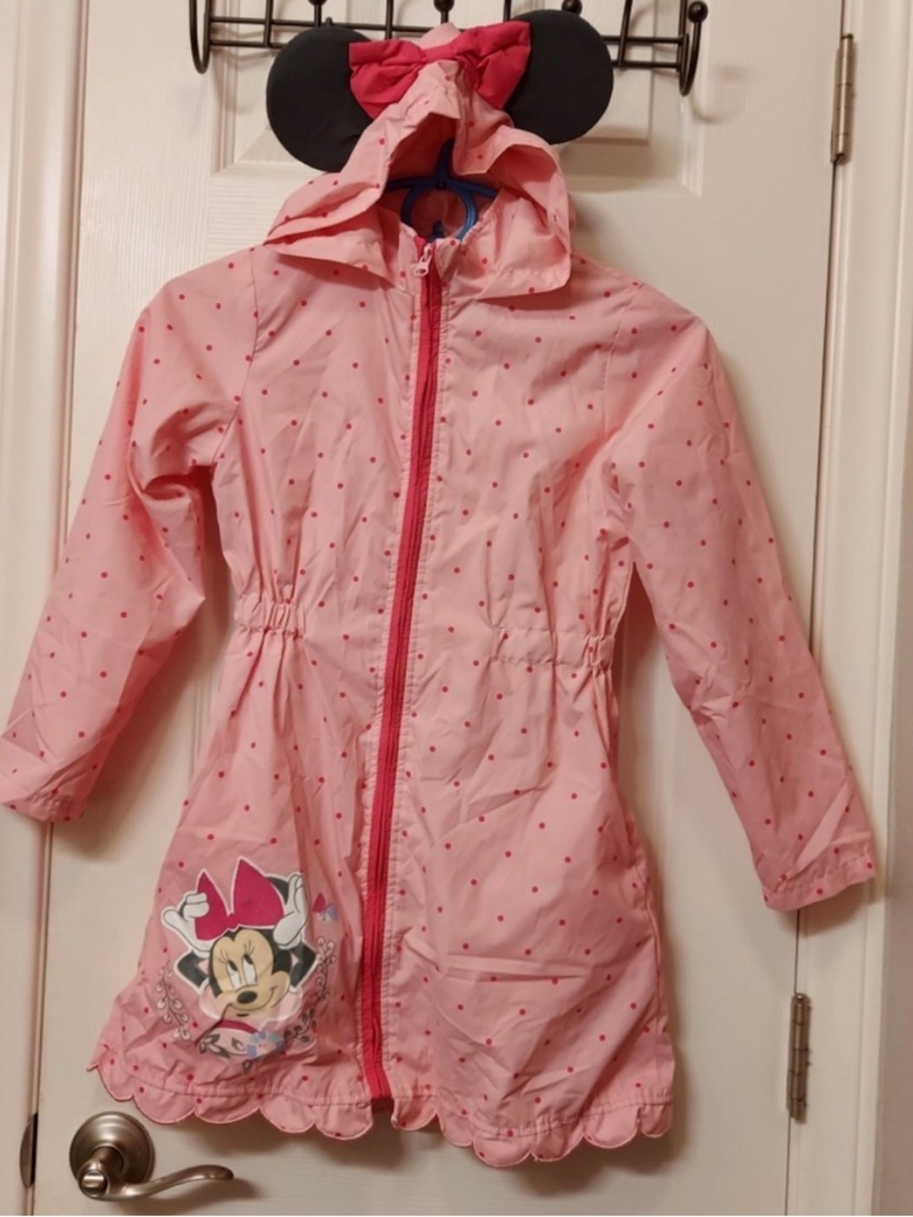 Pink Polka Dot Minnie Mouse Hooded Raincoat